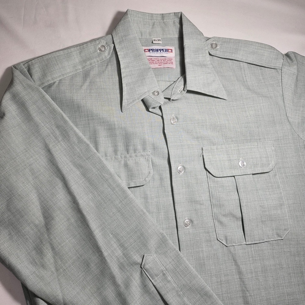 Propper Mens AG 428 Military Shirt Long Sleeve Tapered Poly Wool Green 16.5 x 34
